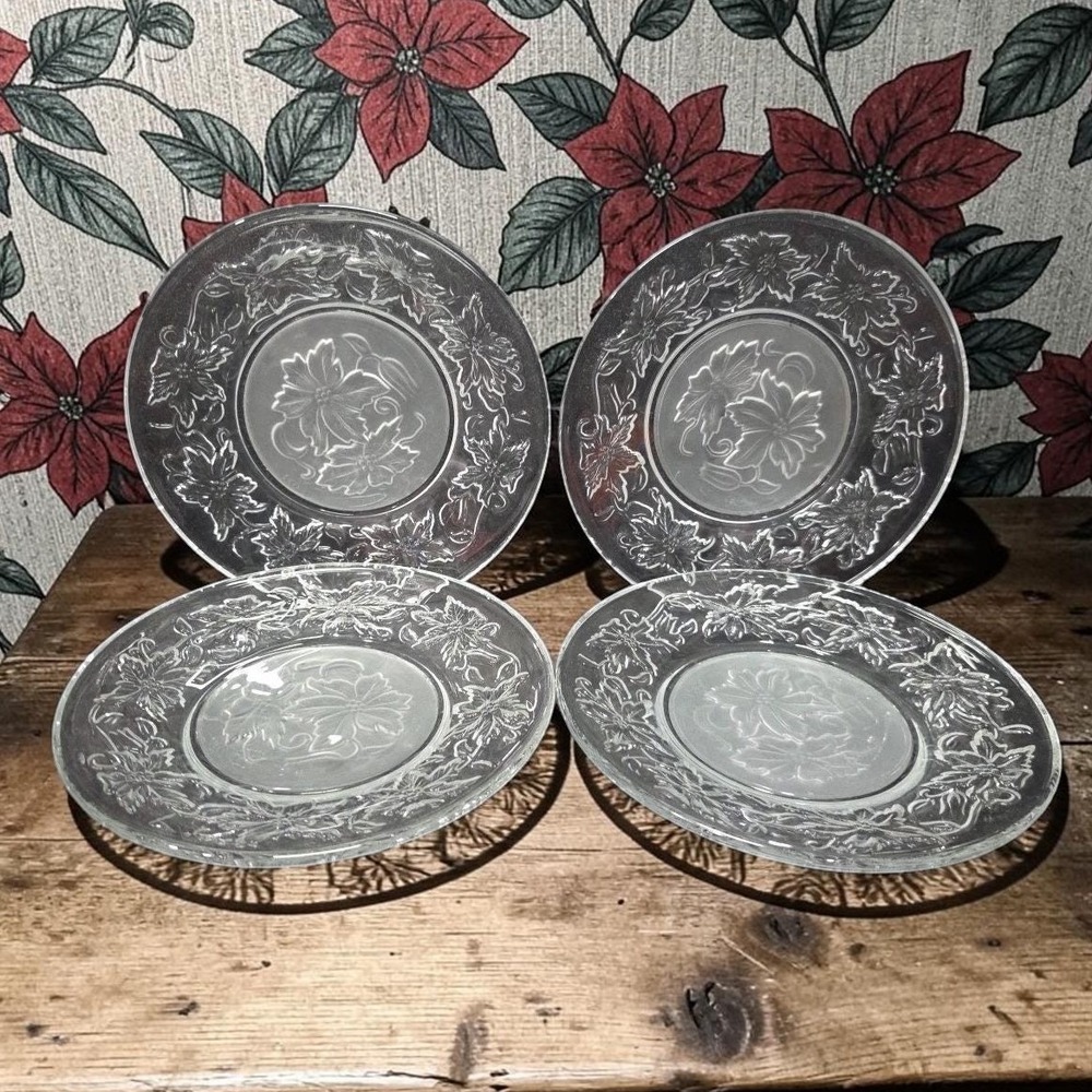 Princess House Fantasia Bread & Butter Plates, Set of 4, Vtg Frosted Dinnerware